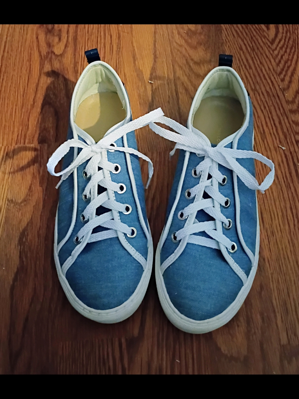 Ann Taylor Light Blue Canvas Lace-Up Sneakers